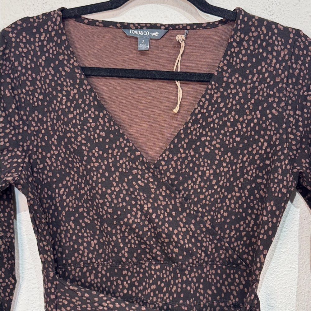 Toad&Co Black and Brown Wrap Long Sleeve Dress size small - Picture 4 of 8